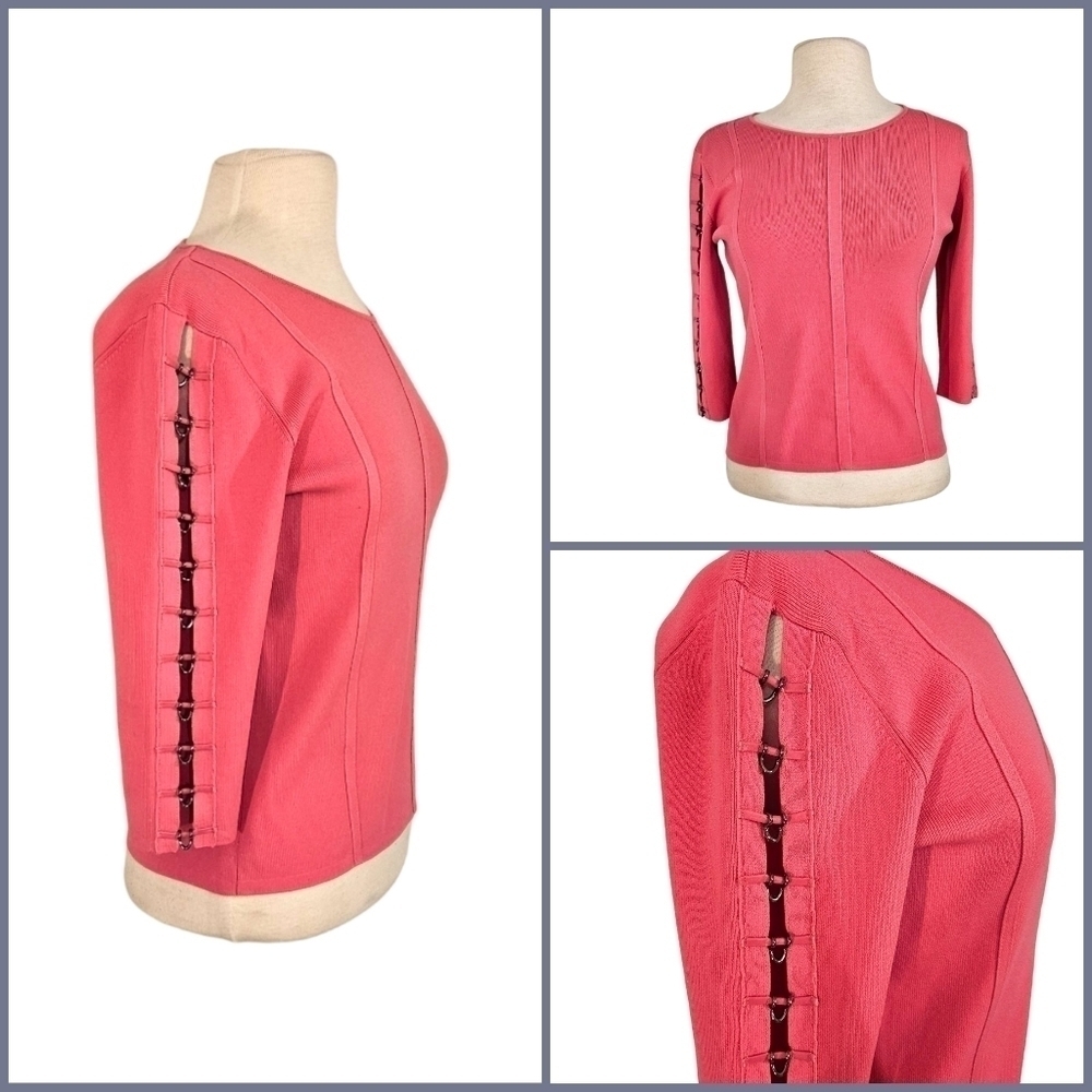 Dolce Cabo Barbie Pink Cutout Metal Link Sleeve Top